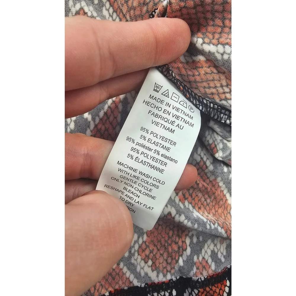 Michael Kors Orange Snakeskin Faux Wrap Top EUC
